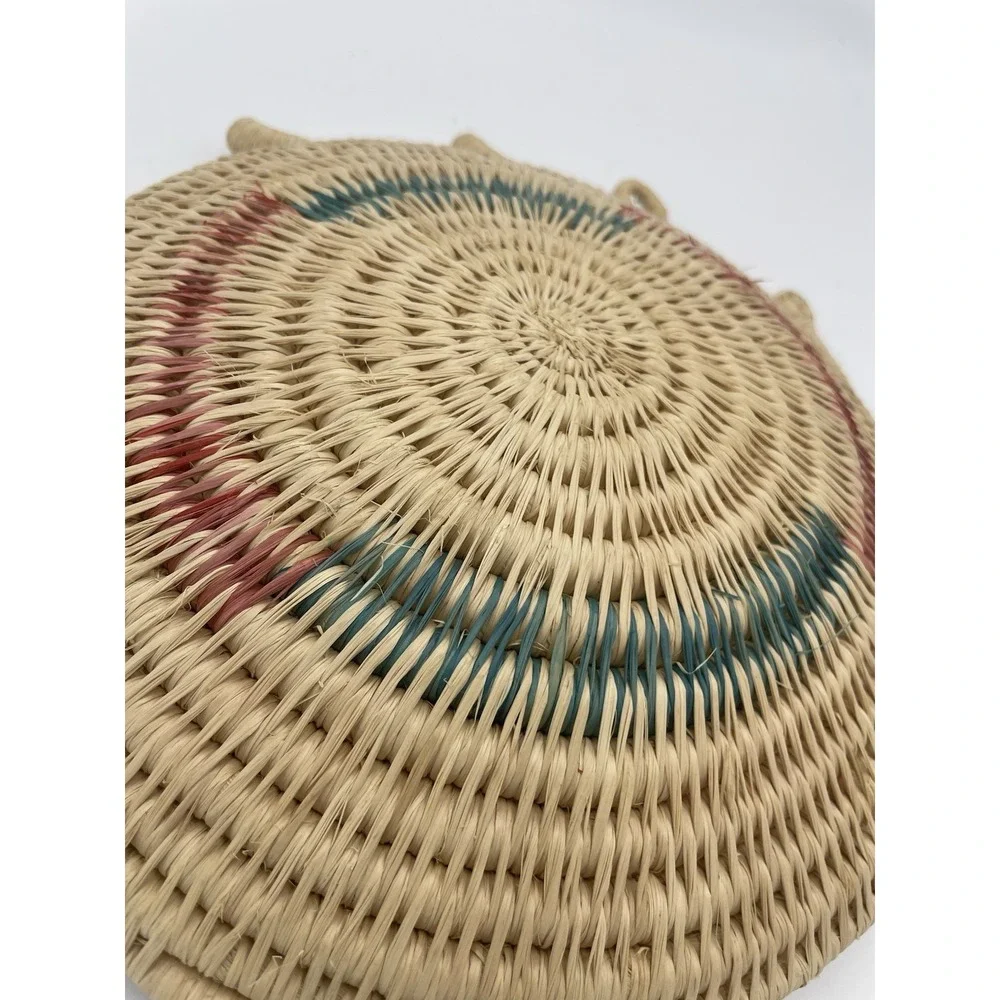 Vintage Handwoven Coiled Basket Twisted Loop Rim‎ 10